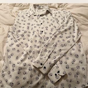 Men's White Dice Pattern Button Down Shirt